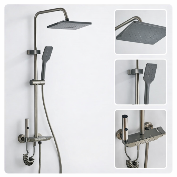 Piano Exposed Shower System — Gun Grey
