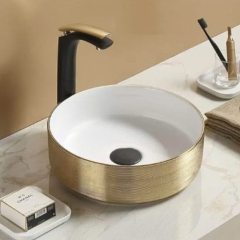 Aura Countertop Bowl Basin — Multi-Finish Gold